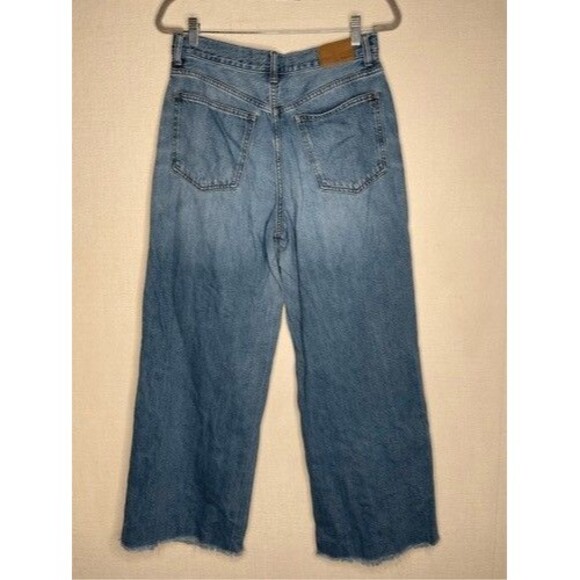 Madewell Button Fly Denim Super Wide Leg Baggy Jeans Women Size 28 Blue - Picture 9 of 10